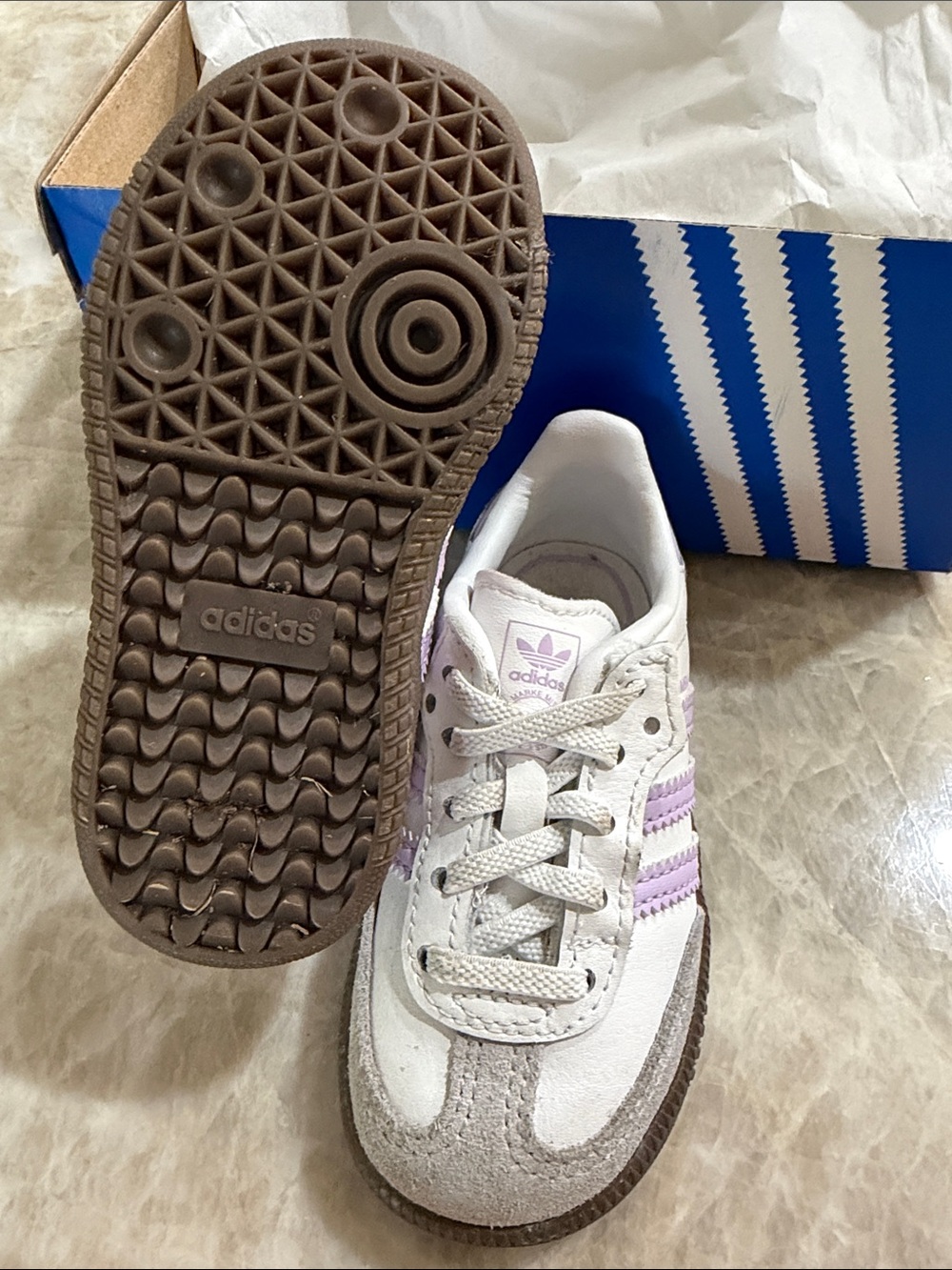 Adidas Kids Samba Sneakers - Samba OG WHITE/ POWDER PLUM/ GUM, Size Walker 6 M - Picture 4 of 4